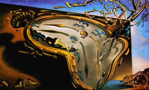Weiche Uhr im Moment ihrer ersten Explosion Salvador Dali